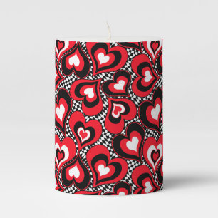 Hearts, red, black, white, Valentine's day . Pillar Candle