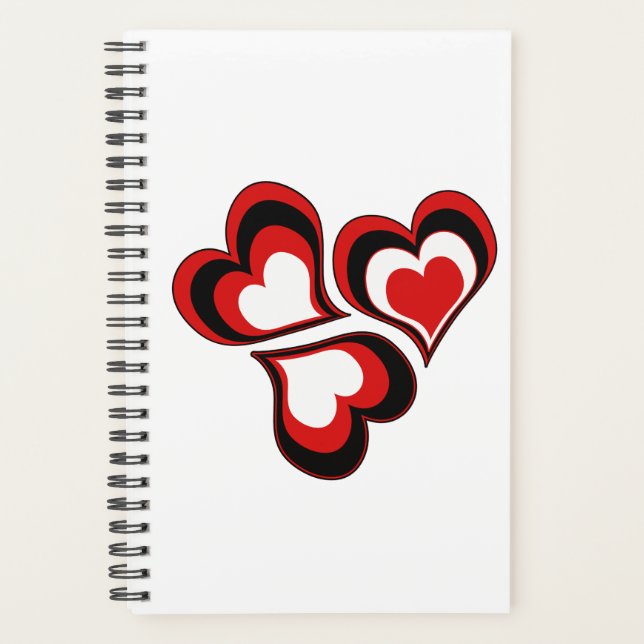 Hearts, red, black, white, Valentine's day . Planner (Front)