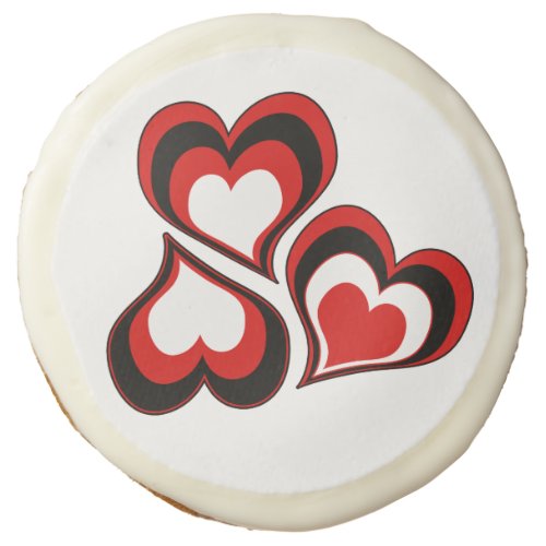 Hearts red black white Valentines day  Sugar Cookie