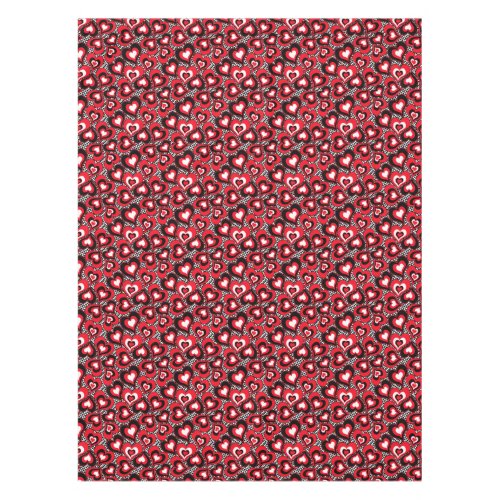 Hearts red black white Valentines day  Tablecloth