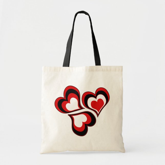 Hearts, red, black, white, Valentine's day . Tote Bag (Front)