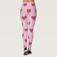 Valentine's Day Love Hearts Pink Red Black Legging