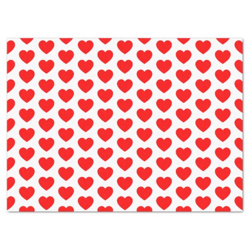 Hearts Red on White Tissue Paper