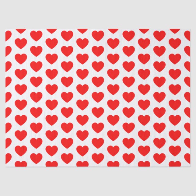 Hearts, Red on White Tissue Paper (Front)