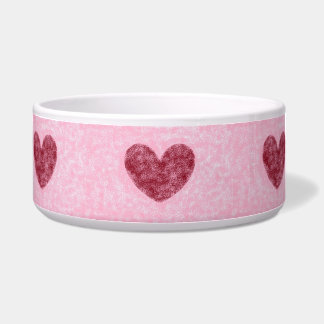 Hearts Red & Pink Faux Fuzzy Design Bowl