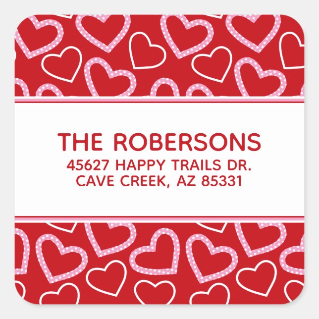 Hearts Red Pink Return Address Labels (Front)