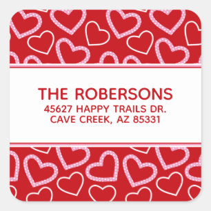 Hearts Red Pink Return Address Labels