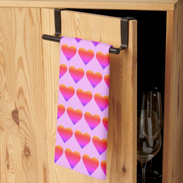 Hearts Red Pink Valentine's Day Love 4Ann Kitchen Towel (Thirds Fold)
