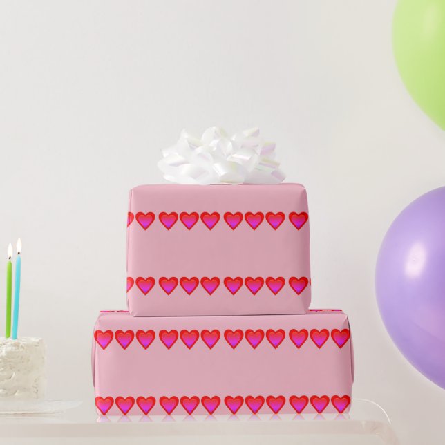 Hearts Red Purple Pink Ombre 4Lori Wrapping Paper (Party Gifts)