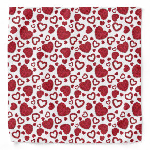 Hearts Red Roses Pattern Minimalist Valentine's Bandana