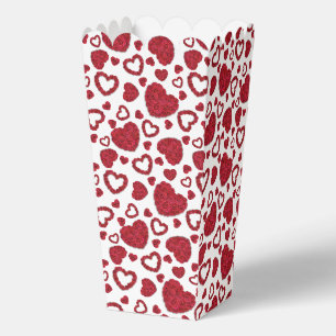 Hearts Red Roses Pattern Minimalist Valentine's Favor Boxes