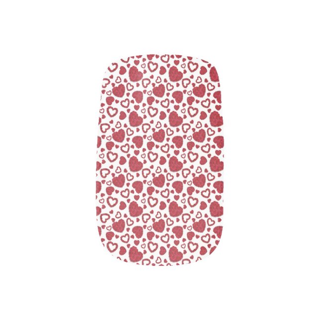 Hearts Red Roses Pattern Minimalist Valentine's Minx Nail Art (Left Thumb)