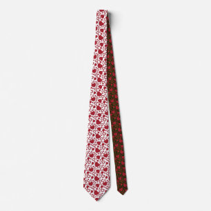 Hearts Red Roses Pattern Minimalist Valentine's Neck Tie