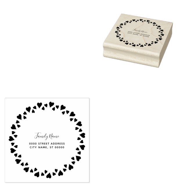 Hearts Return Address Rubber Stamp (Stamped)