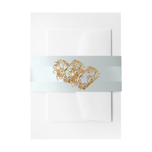 Hearts &amp; Ribbon - Silver/Gold Invitation Belly Band