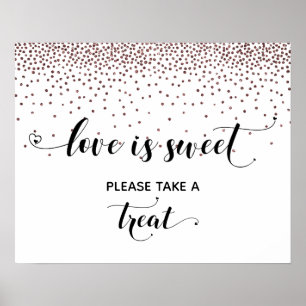 Hearts, Rose Gold Love is Sweet Dessert Table Sign
