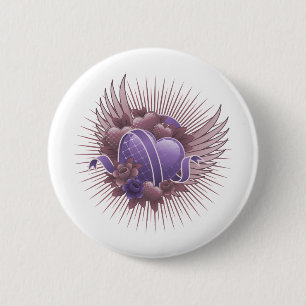 Hearts Roses and Wings Pinback Button