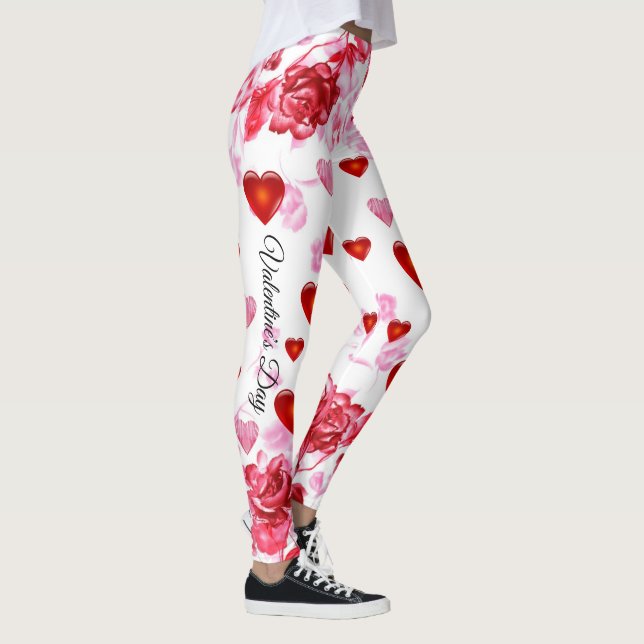 Hearts & Roses For Valentine's Day Leggings (Right)