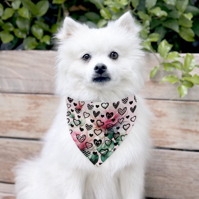 Hearts & Roses Pet Bandana Collar (Dog)