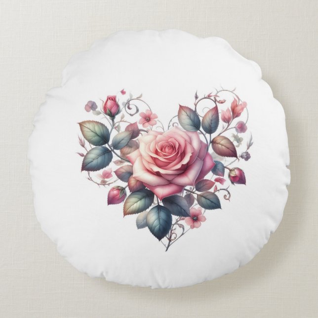 hearts roses round pillow (Front)