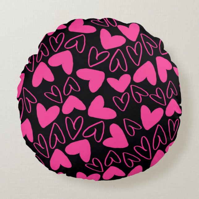 Hearts Round Pillow (Front)