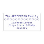 [ Thumbnail: Hearts Row Family Name and Address Rubber Stamp ]
