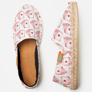 Hearts Royal Flush Poker Hand Pattern #2 White Can Espadrilles