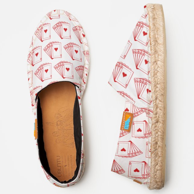 Hearts Royal Flush Poker Hand Pattern #2 White Can Espadrilles (Side)