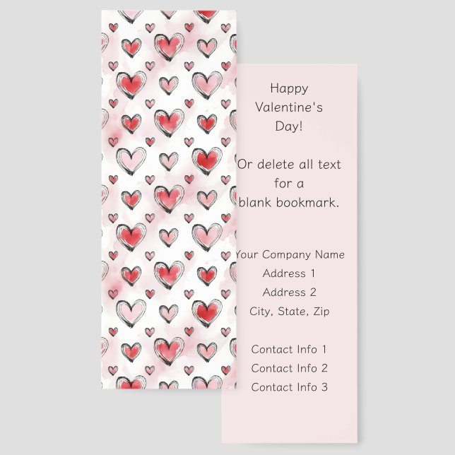 Hearts Save the Date Promotional Valentine's Bookmarks (Front & Back)