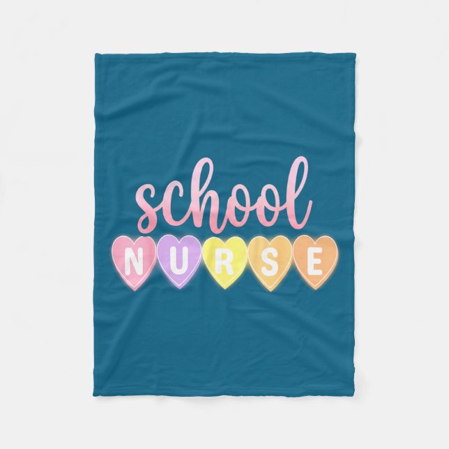 Hearts School Nurse Medical Istant Valentines Day  Fleece Blanket (Front)