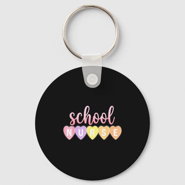 Hearts School Nurse Medical Istant Valentines Day  Keychain (Front)