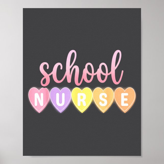 Hearts School Nurse Medical Istant Valentines Day  Poster (Front)