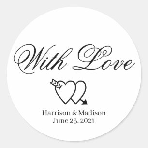 Hearts script Wedding gift favor tag stickers