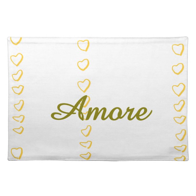 Hearts Scroll Wedding  Cloth Placemat (Front)