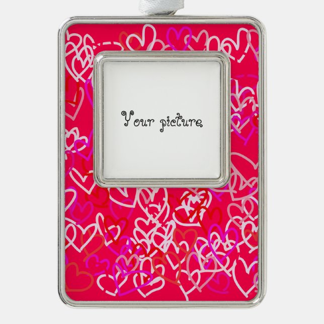 Hearts Silver Plated Framed Ornament (Front)