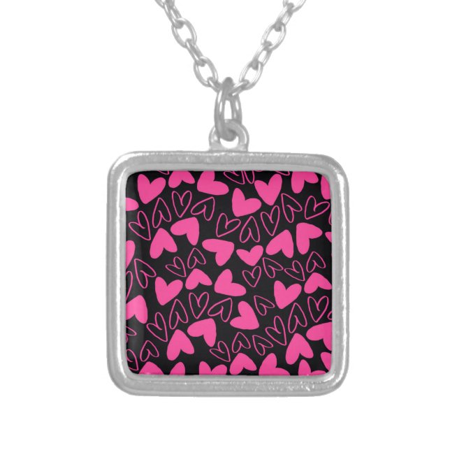Hearts Silver Plated Necklace (Front)