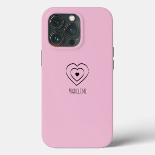 Hearts Simple Hand Drawn Any Color Name iPhone 13 Pro Case