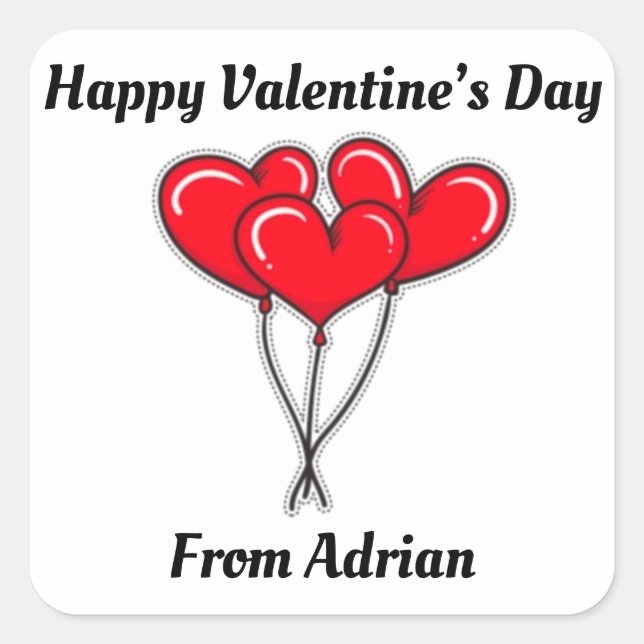 Hearts Simple Valentine Favor Kids Valentine Label (Front)