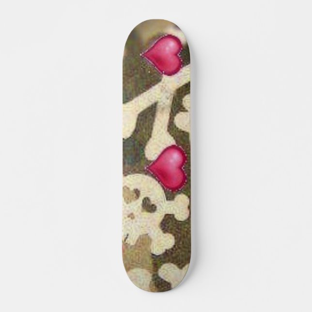 Hearts/Skulls Camo Look Skateboard Deck (Front)