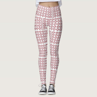 Hearts & Small Dots Red & White Chic Design Leggings
