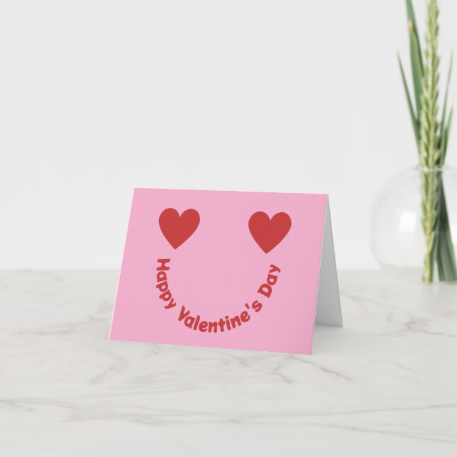 Hearts Smile Happy Valentine's Day Message Thank You Card (Front)