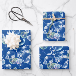 Hearts Soap Bubbles Wrapping Paper Sheets