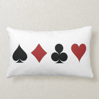 Hearts Spades Diamonds Clubs Black and White Colle Lumbar Pillow
