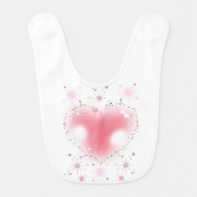 Hearts & Sparkles Baby Bib (Front)