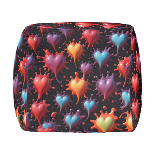 Hearts Splash Art Pouf