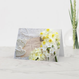 Hearts, spring flowers, old postcard Mother's Day
