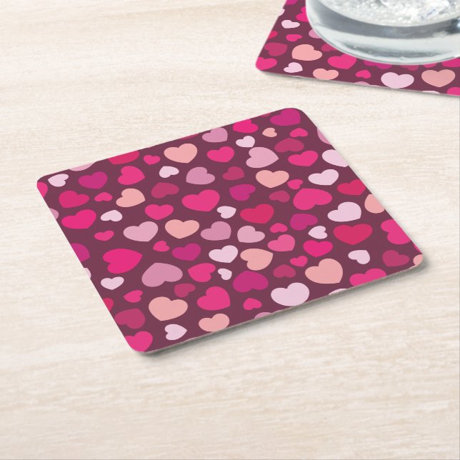 Hearts Square Paper Coaster (Angled)