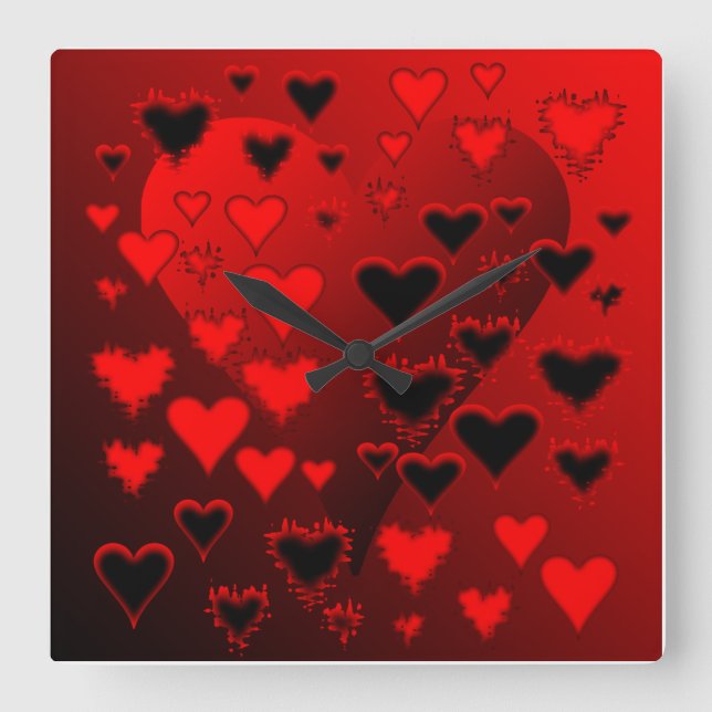 Hearts Square Wall Clock (Front)