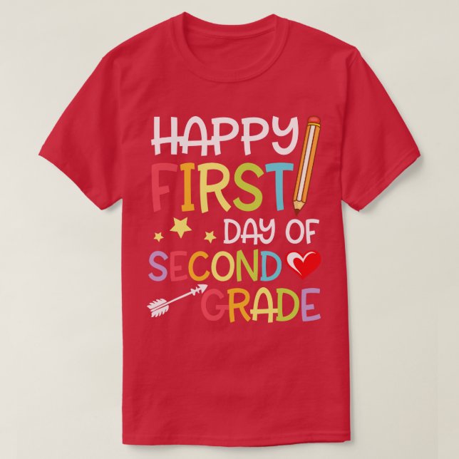 Hearts Stars Arrow Student Happy First Day Of Seco T-Shirt (Design Front)
