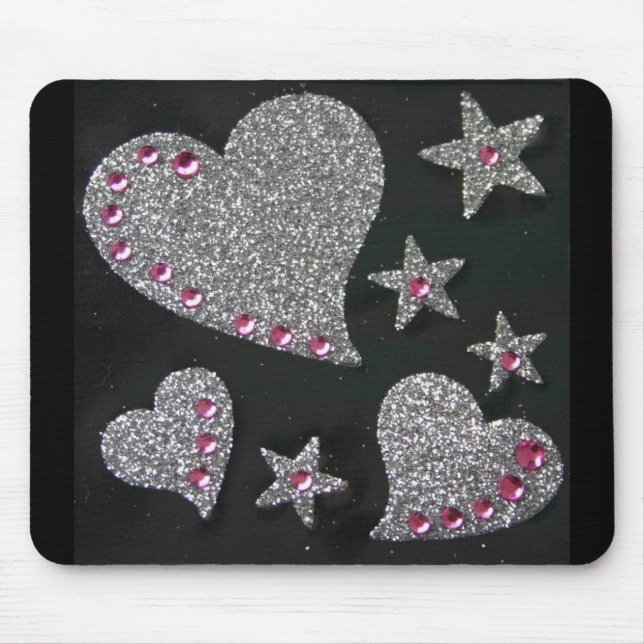 Hearts & Stars Bling mouse pad (Front)
